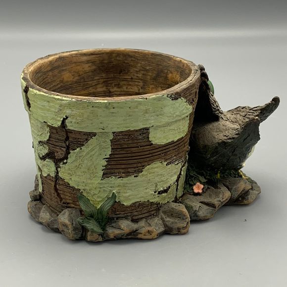 Vtg Resin Flapping Wing Duck Barrel Planter Kitschy Grannycore Cabin Lake House - Picture 3 of 6
